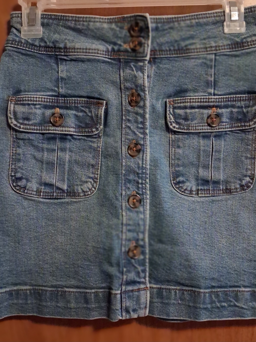 Women's Light Blue Denim Button-Front Mini Skirt